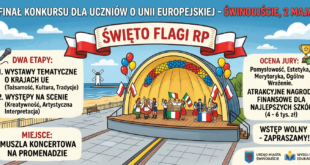 Finał szkolnego konkursu o krajach Unii Europejskiej w Muszli Koncertowej na Promenadzie w Świnoujściu – obchody Święta Flagi RP