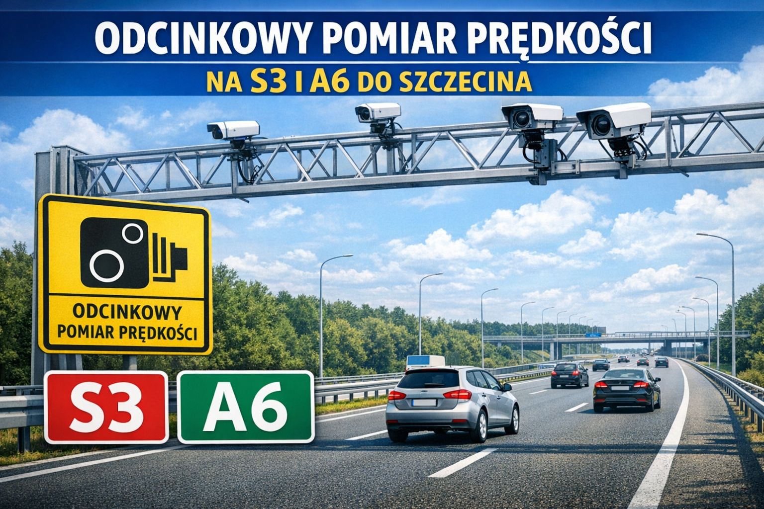 Dwa nowe odcinkowe pomiary prędkości na trasie do Szczecina – co muszą wiedzieć kierowcy?