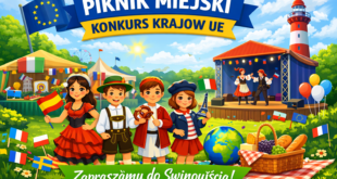 Uczniowie prezentują kraje Unii Europejskiej podczas miejskiego pikniku w Świnoujściu