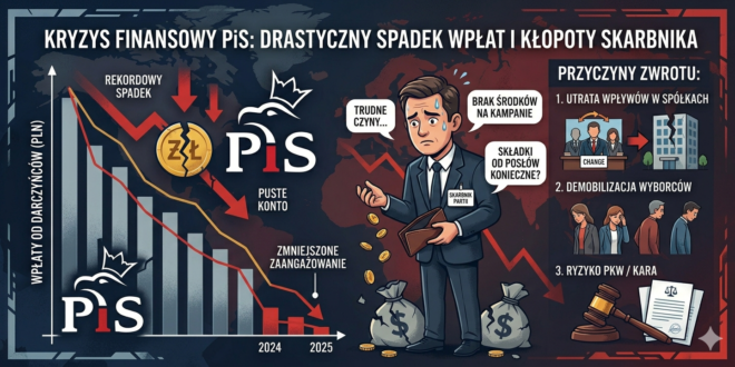 spadek funduszy partyjnych na przestrzeni ostatnich miesięcy