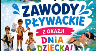 Dzieci startujące w zawodach pływackich organizowanych przez Winkids z okazji Dnia Dziecka