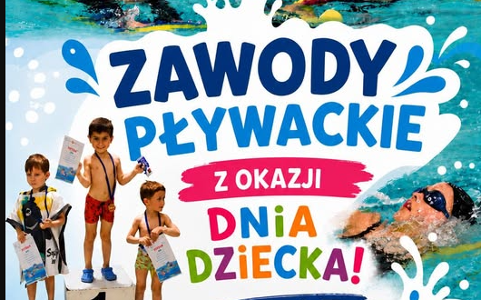 Dzieci startujące w zawodach pływackich organizowanych przez Winkids z okazji Dnia Dziecka